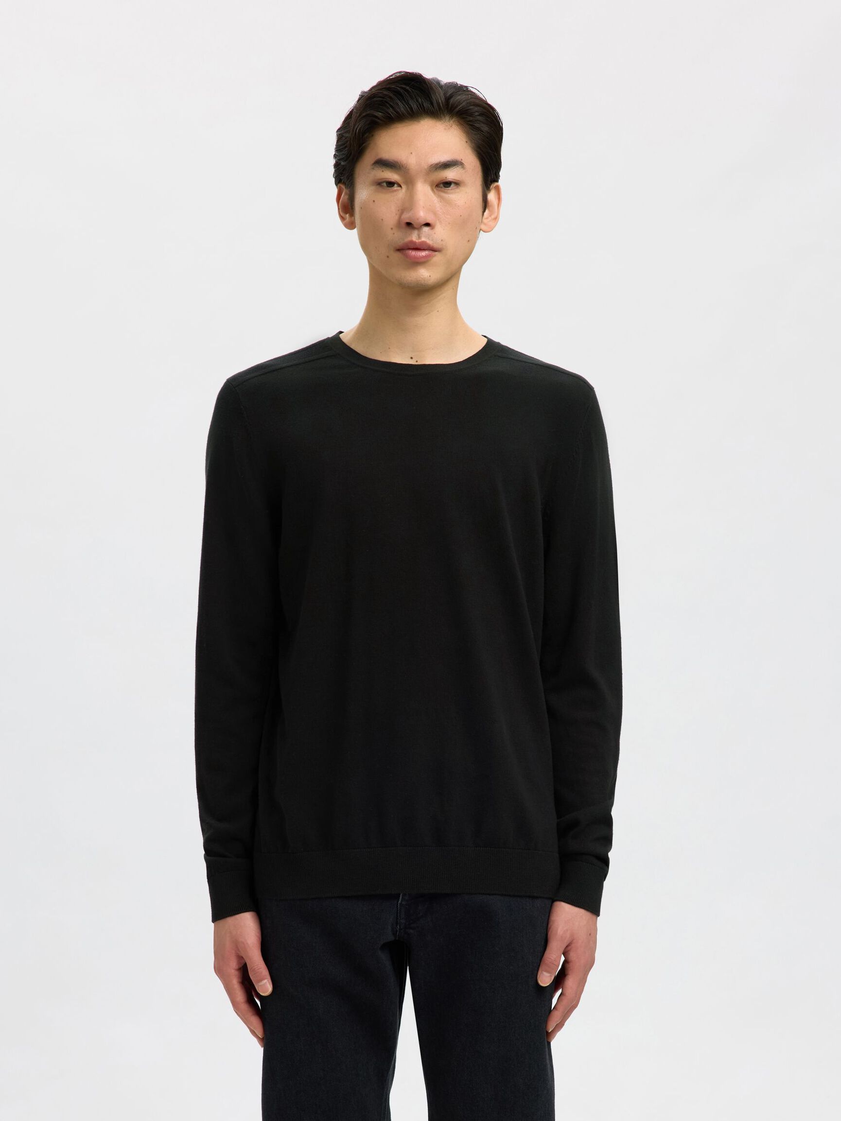 LONG-SLEEVED KNITTED JUMPER, Black, highres