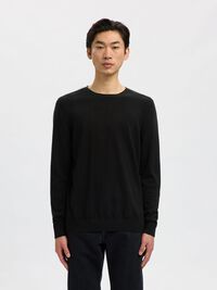 LONG-SLEEVED KNITTED JUMPER, Black, highres
