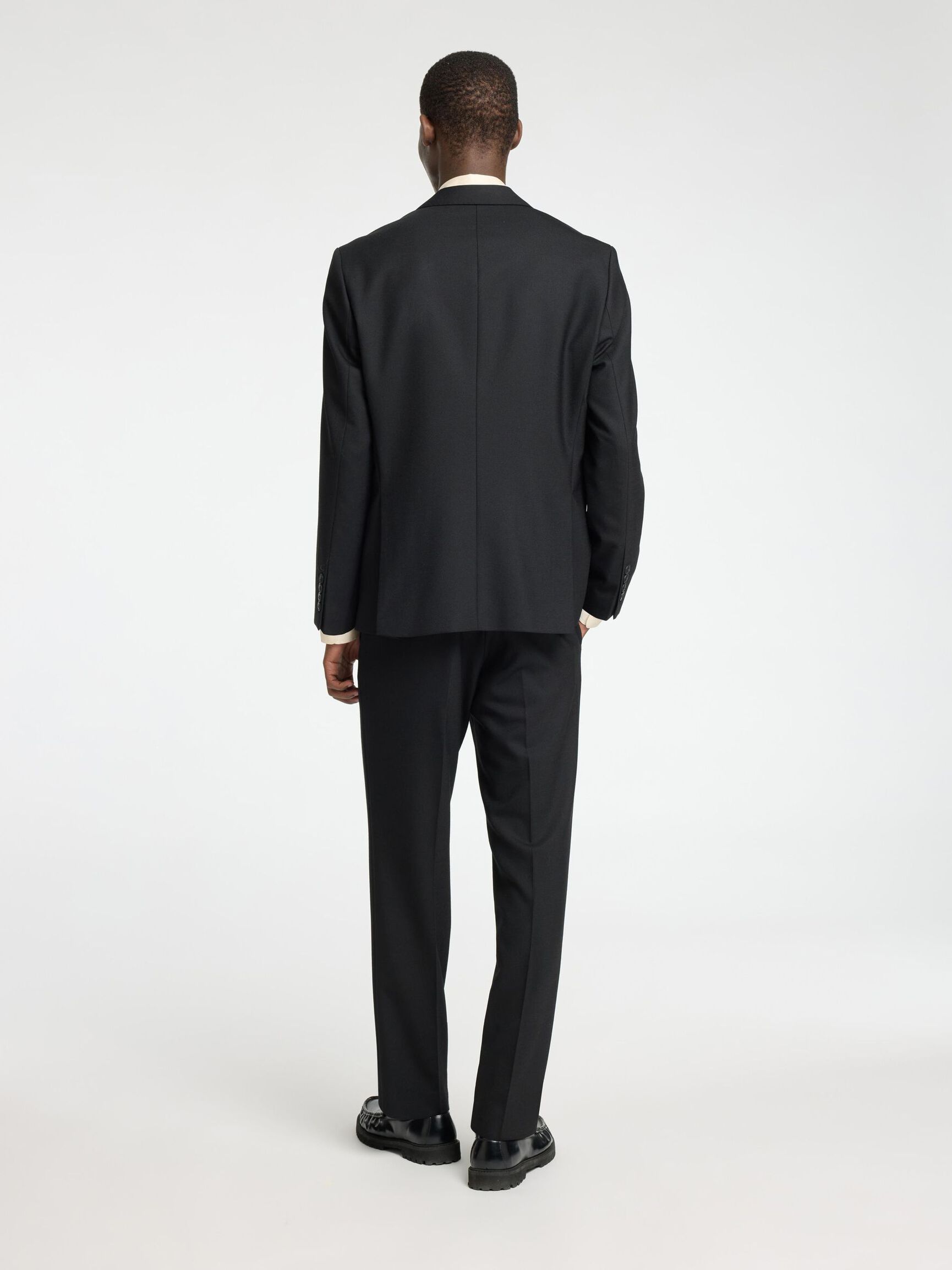 REGULAR FIT WOLLGEMISCH BLAZER, Black, highres