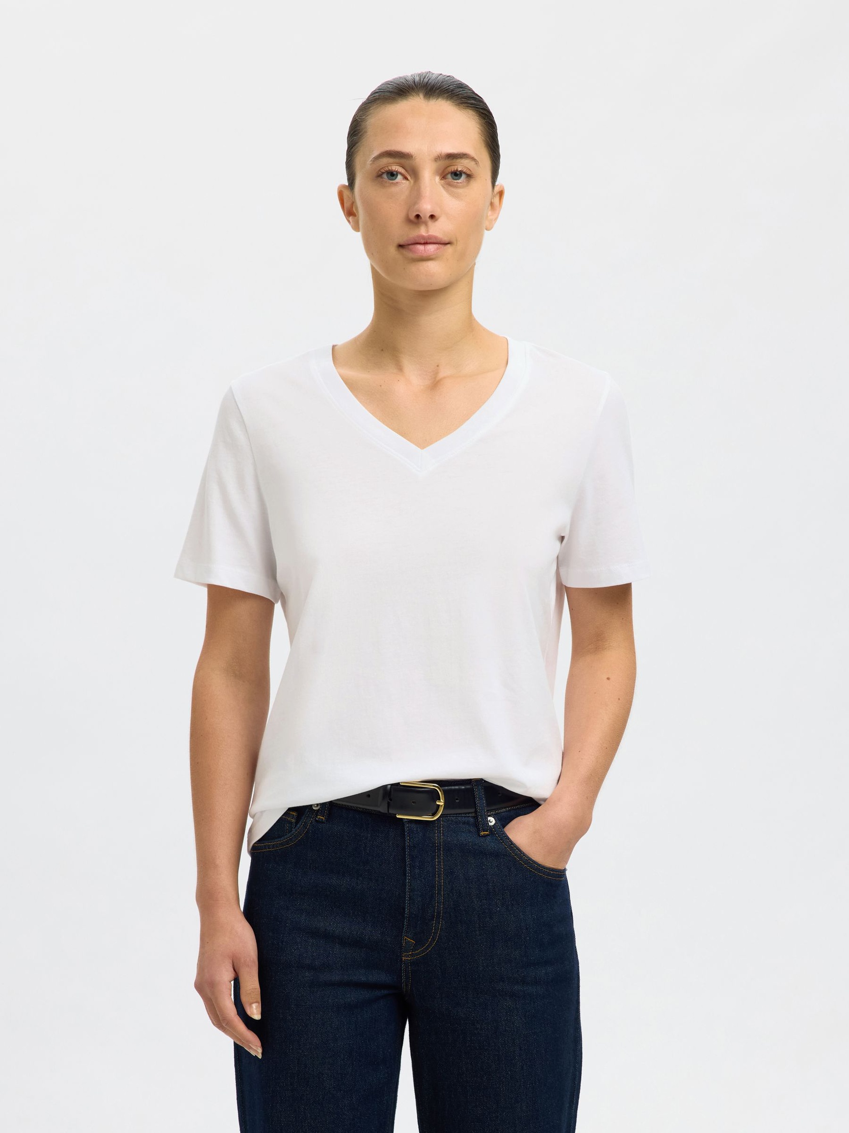 CLASSIQUE V-NECK T-SHIRT, Bright White, highres