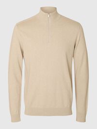 HALV GLIDELÅS STRIKKET PULLOVER, Oatmeal, highres