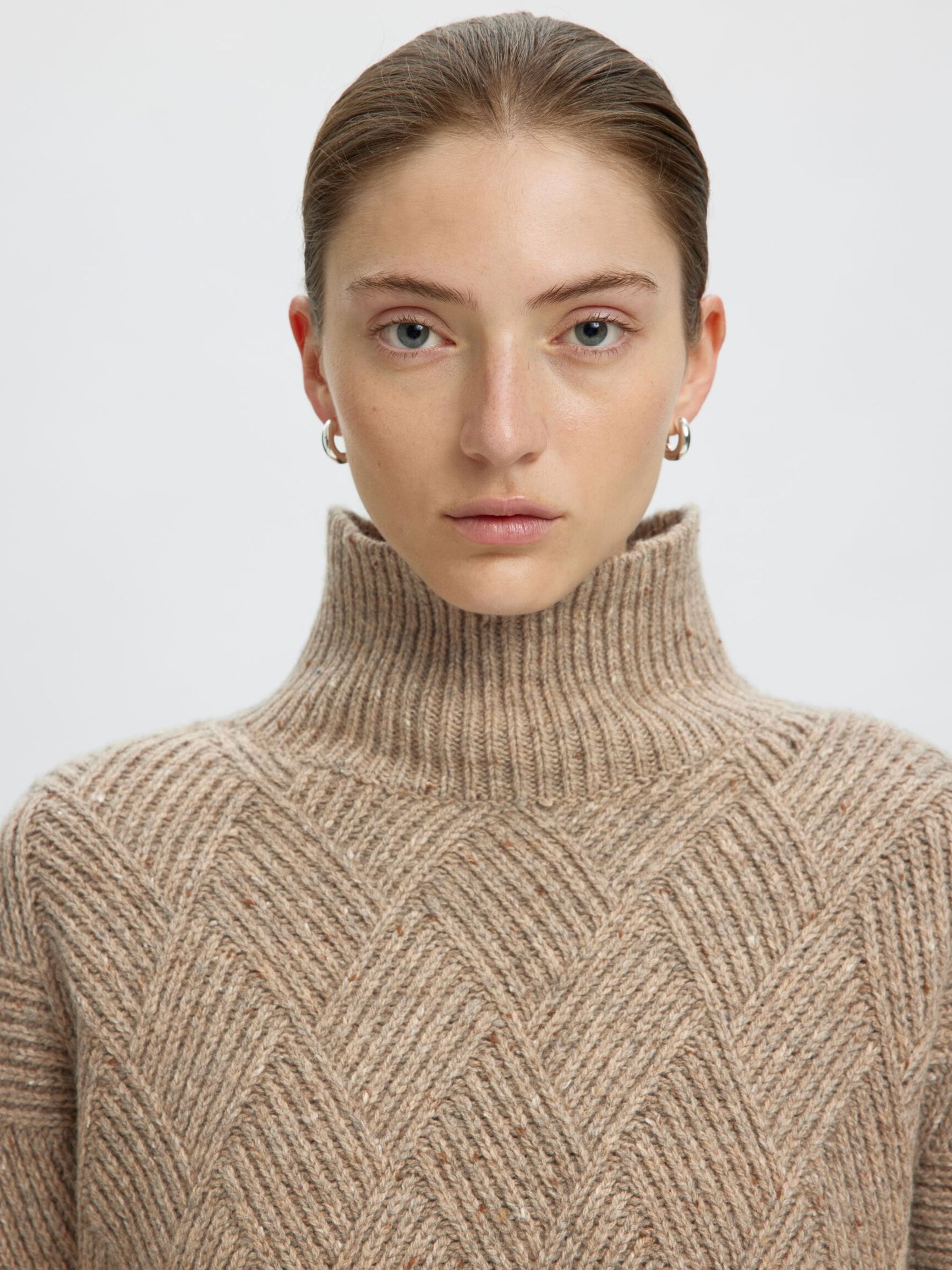 WOOL BLEND HIGH-NECK JUMPER, Oatmeal, highres