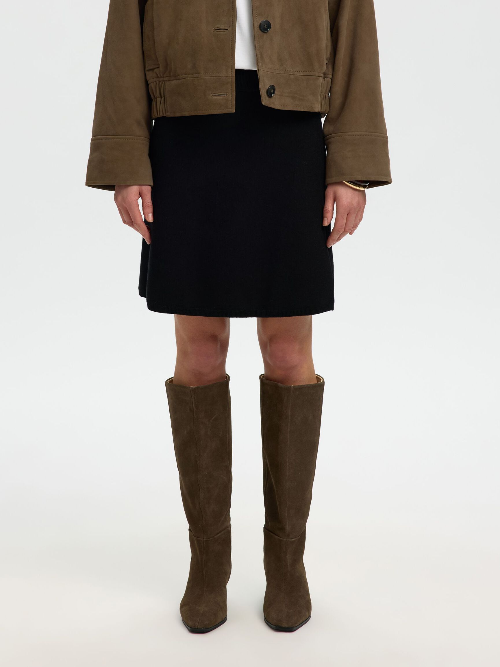 VISCOSE BLEND MINI SKIRT, Black, highres