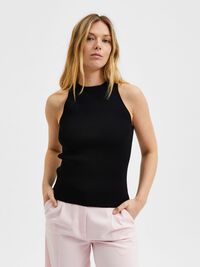 ÄRMELLOSES STRICKOBERTEIL, Black, highres