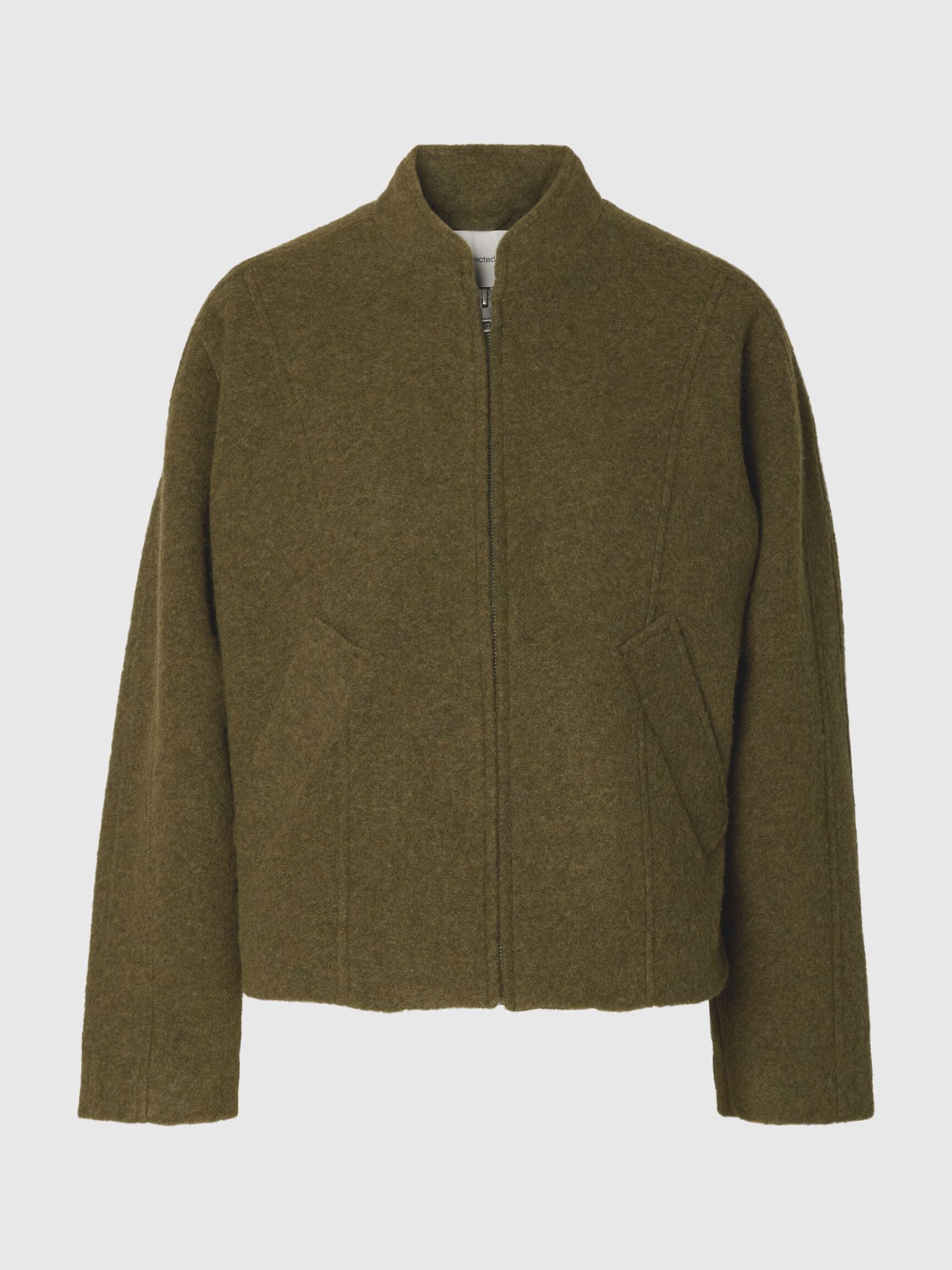 WOOL BLEND JACKET, Fir Green, highres