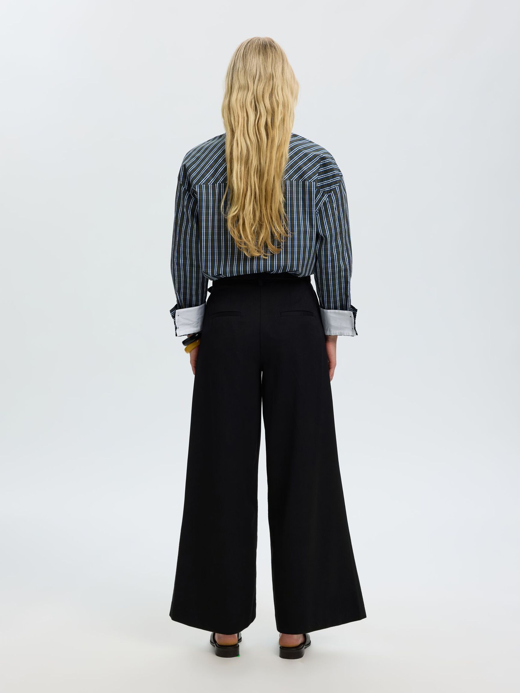 GEPLOOIDE HIGH-WAIST BROEK, Black, highres