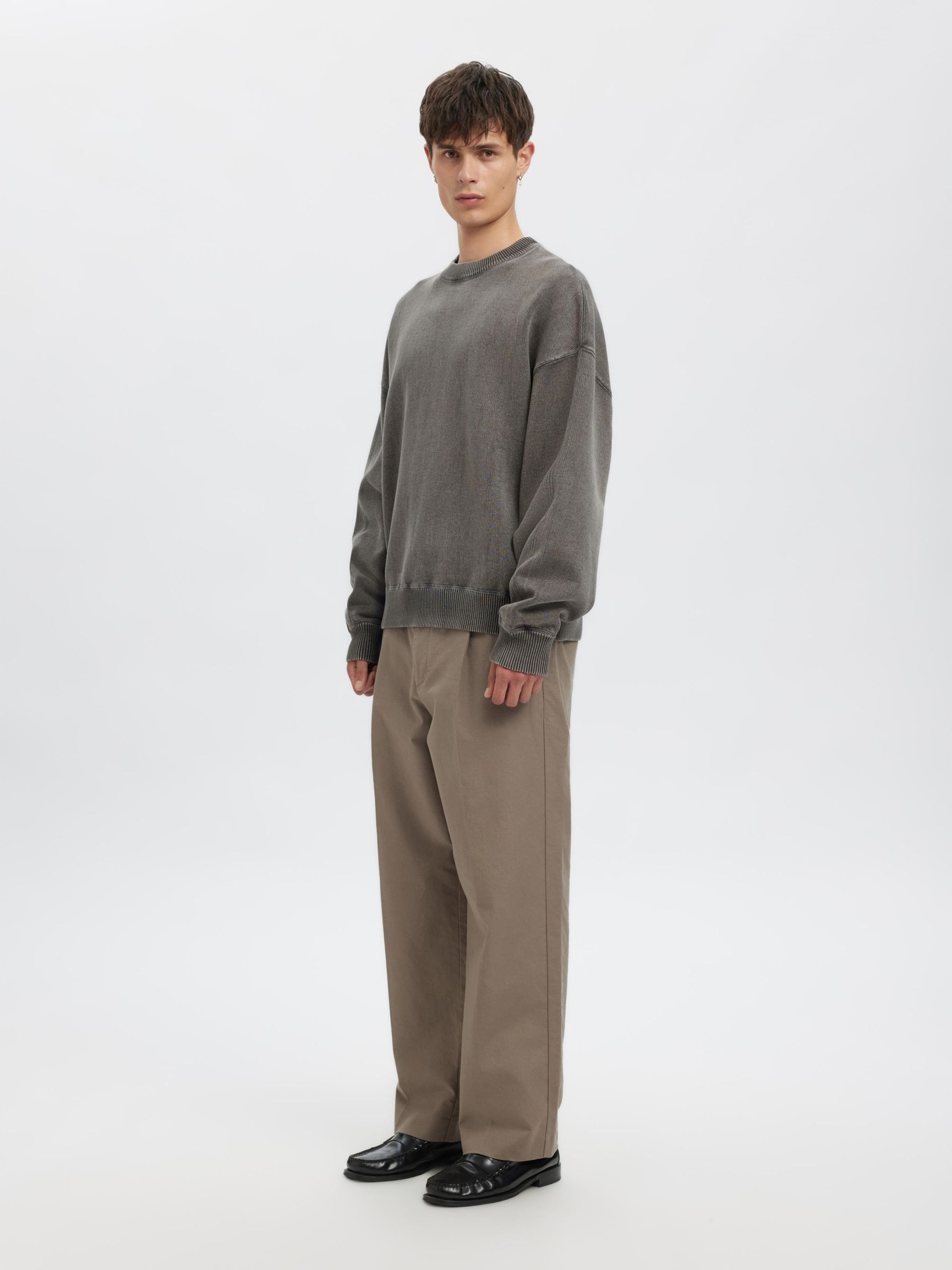 OVERSIZE PULL EN MAILLE, Grey Melange, highres