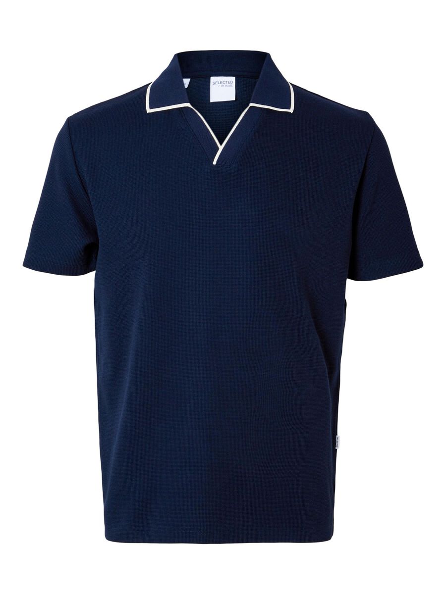 Selected WAFFLED SHORT SLEEVED POLO SHIRT, Sky Captain, highres - 16093710_SkyCaptain_001.jpg