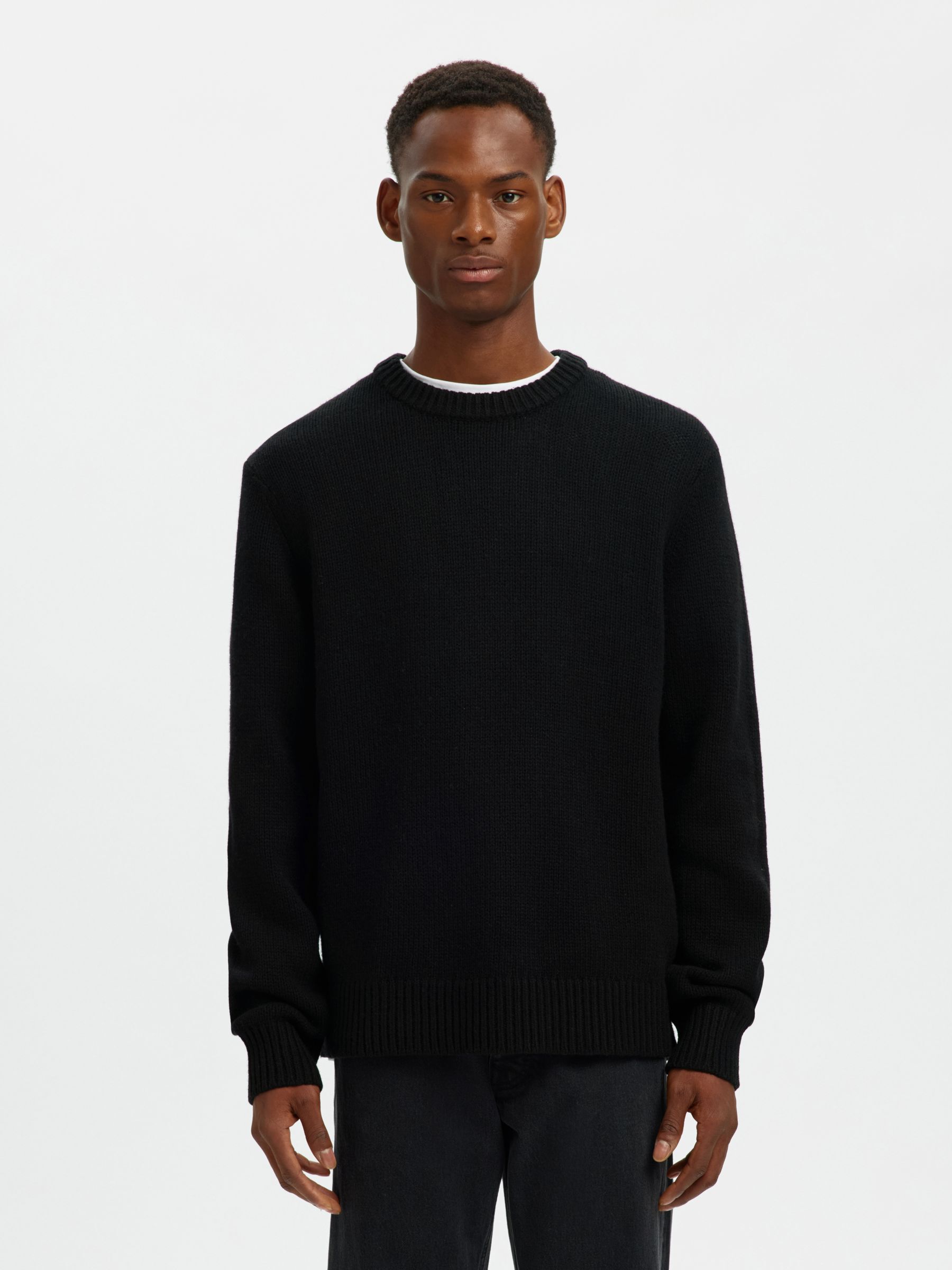 WOOL BLEND RELAXED FIT JUMPER, Black, highres