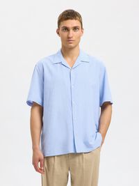 LIN MÉLANGÉ CHEMISE À MANCHES COURTES, Cashmere Blue, highres