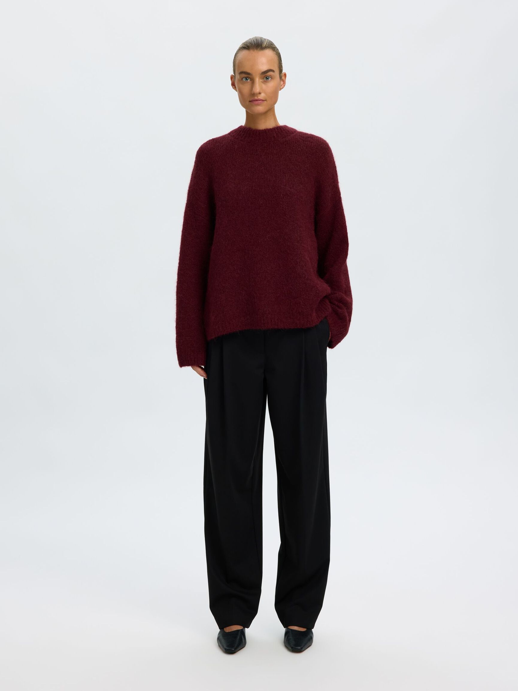 WOOL BLEND  PULLOVER, Tawny Port, highres