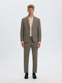 CHECKED WOOL BLEND TROUSERS, Brownie, highres