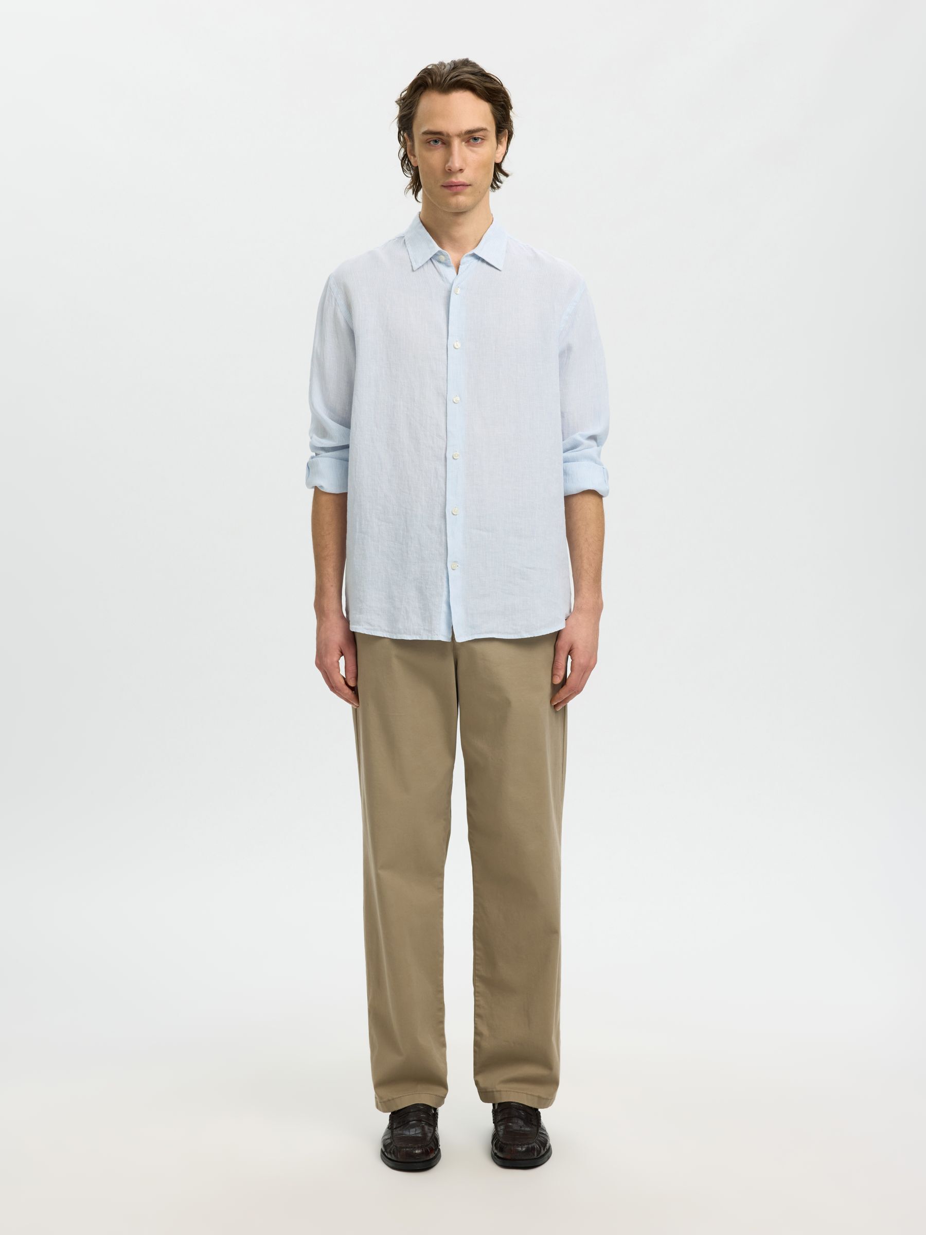 100% LINEN SHIRT, Bright White, highres