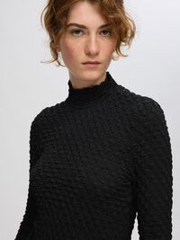 TEXTURED LONG SLEEVED TOP, Black, highres