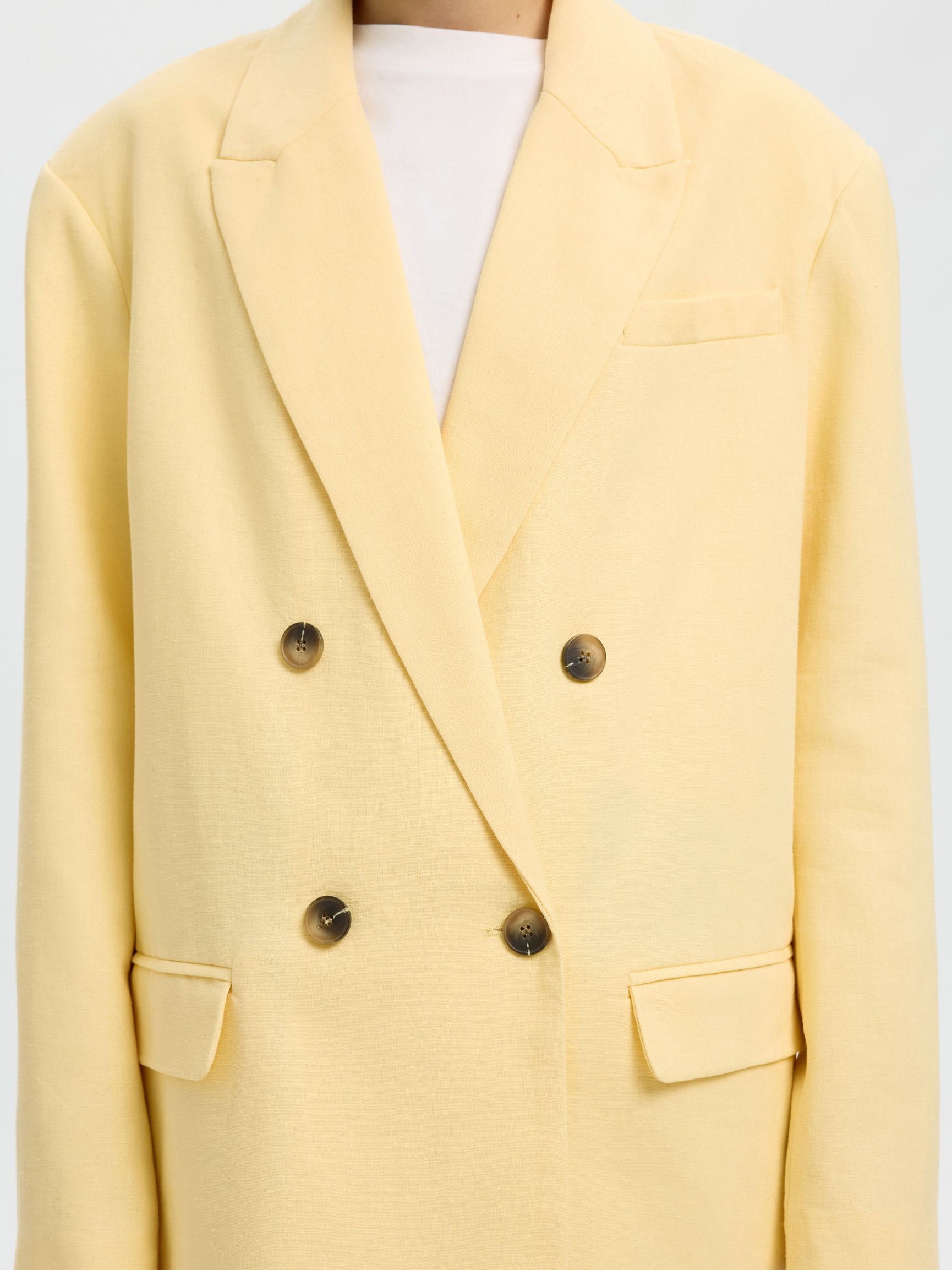 LINEN BLEND OVERSIZED BLAZER, Italian Straw, highres