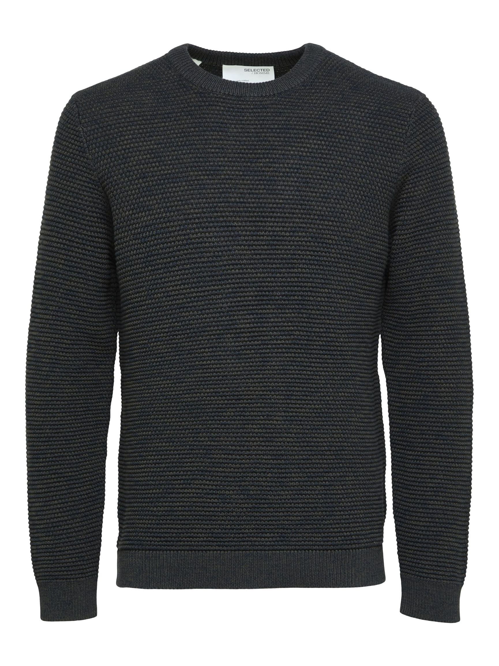 CREW NECK KNITTED PULLOVER, Peat, highres