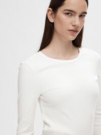 RIBBED LONG SLEEVED TOP, Snow White, highres