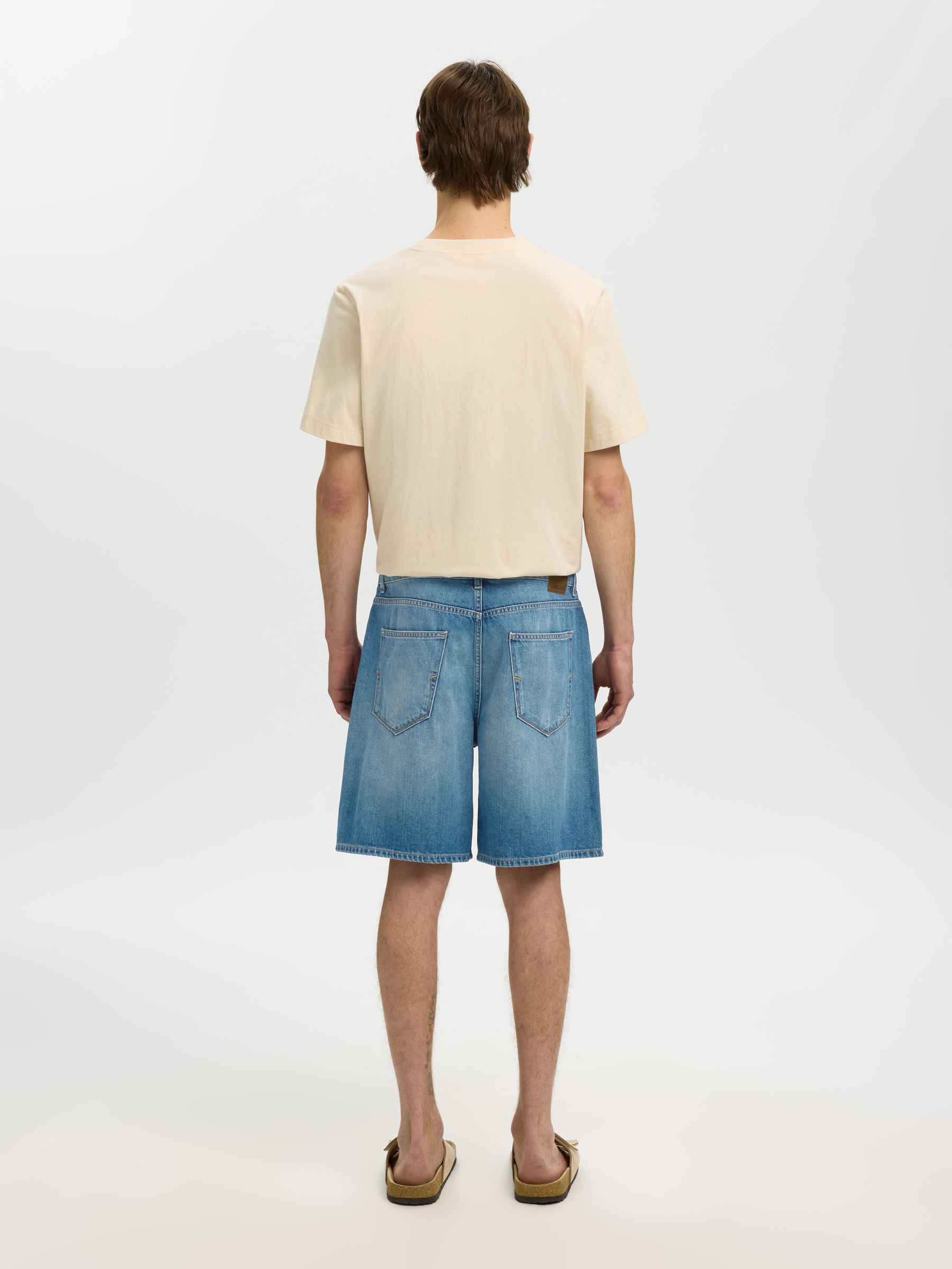 LOOSE FIT DENIM SHORTS, Medium Blue Denim, highres