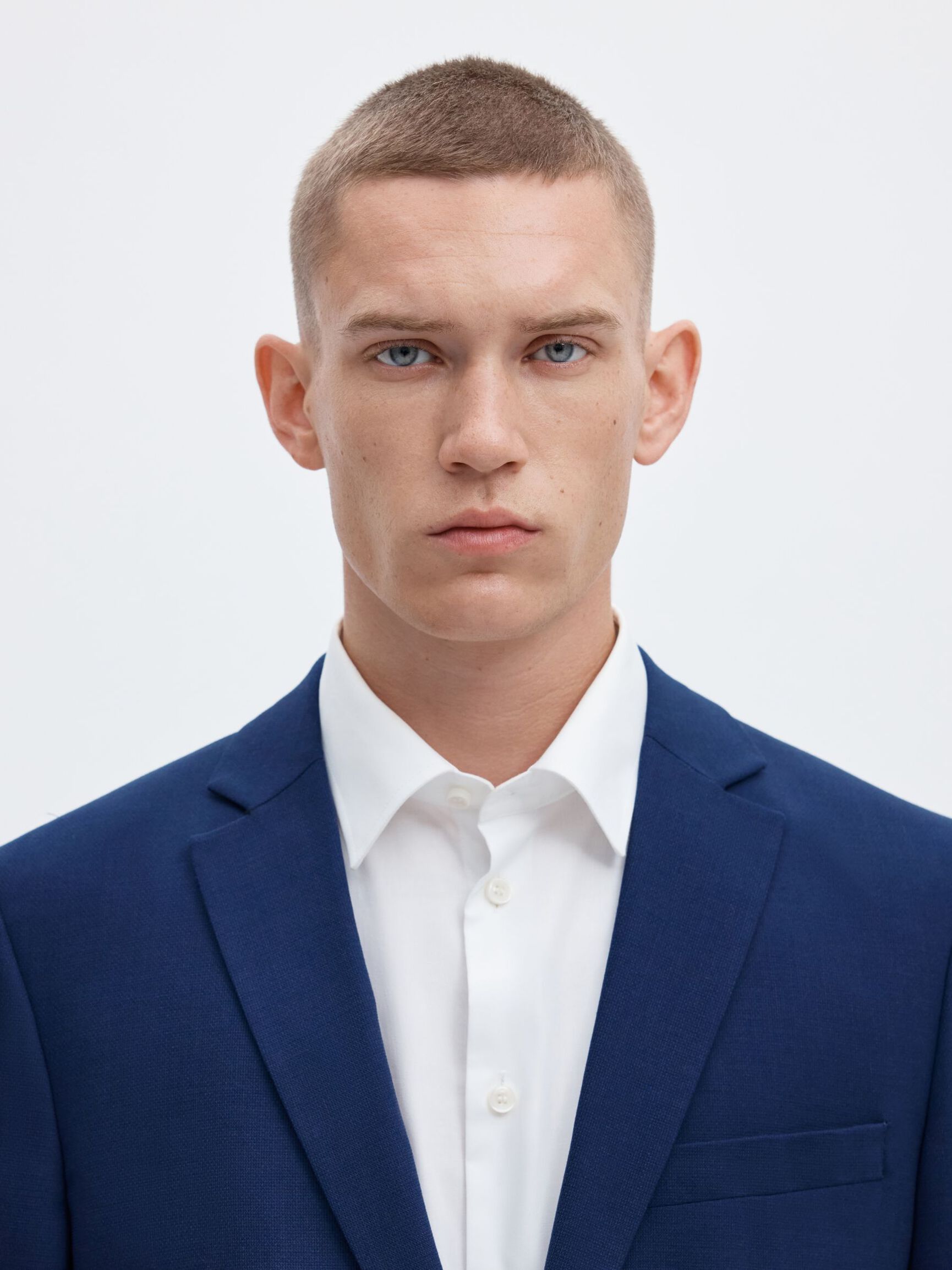 WOVEN WOOL BLEND BLAZER, Blue Depths, highres