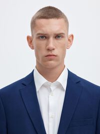 WOVEN WOOL BLEND BLAZER, Blue Depths, highres
