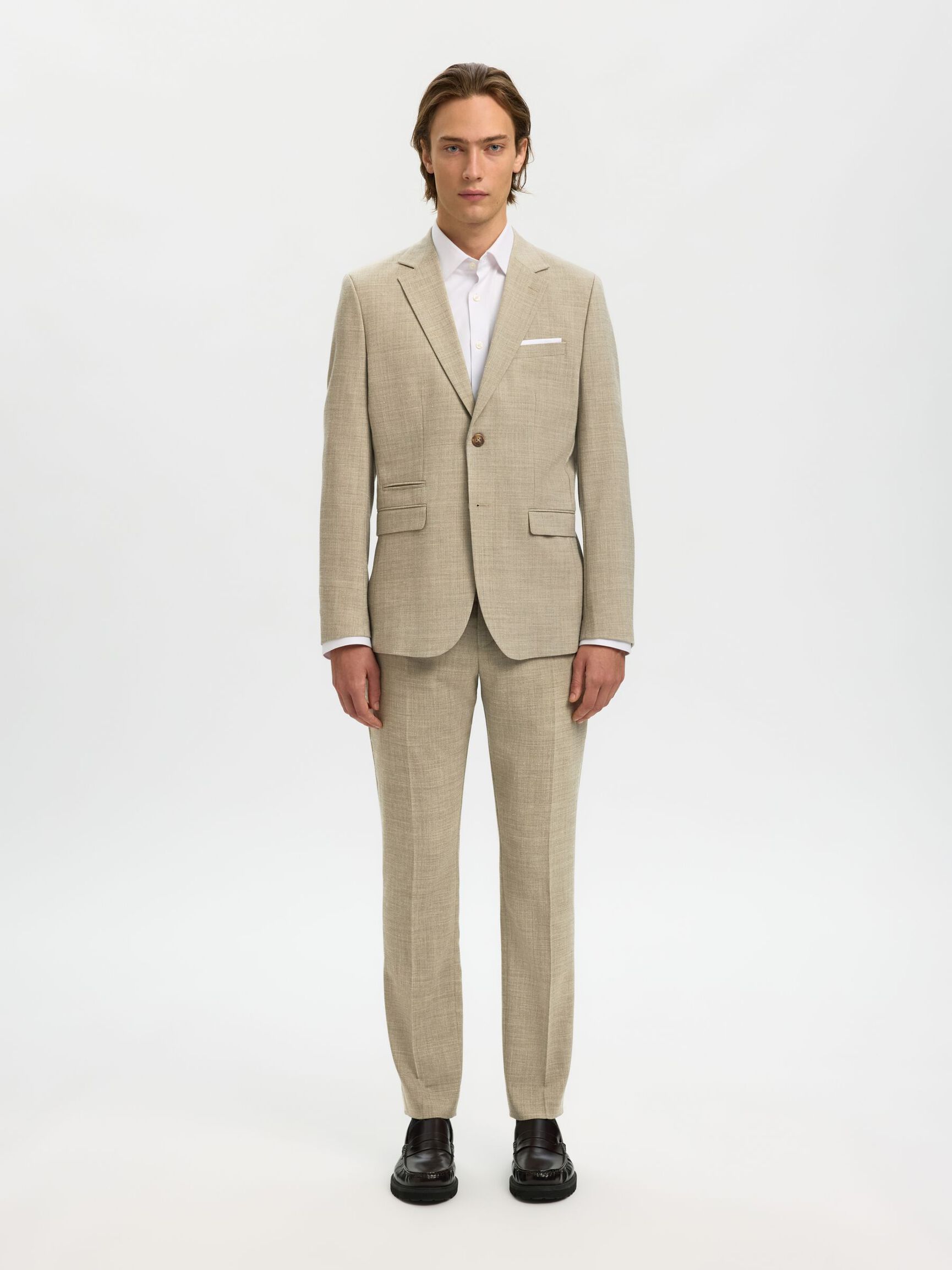 SLIM FIT SUIT TROUSERS, Sand, highres