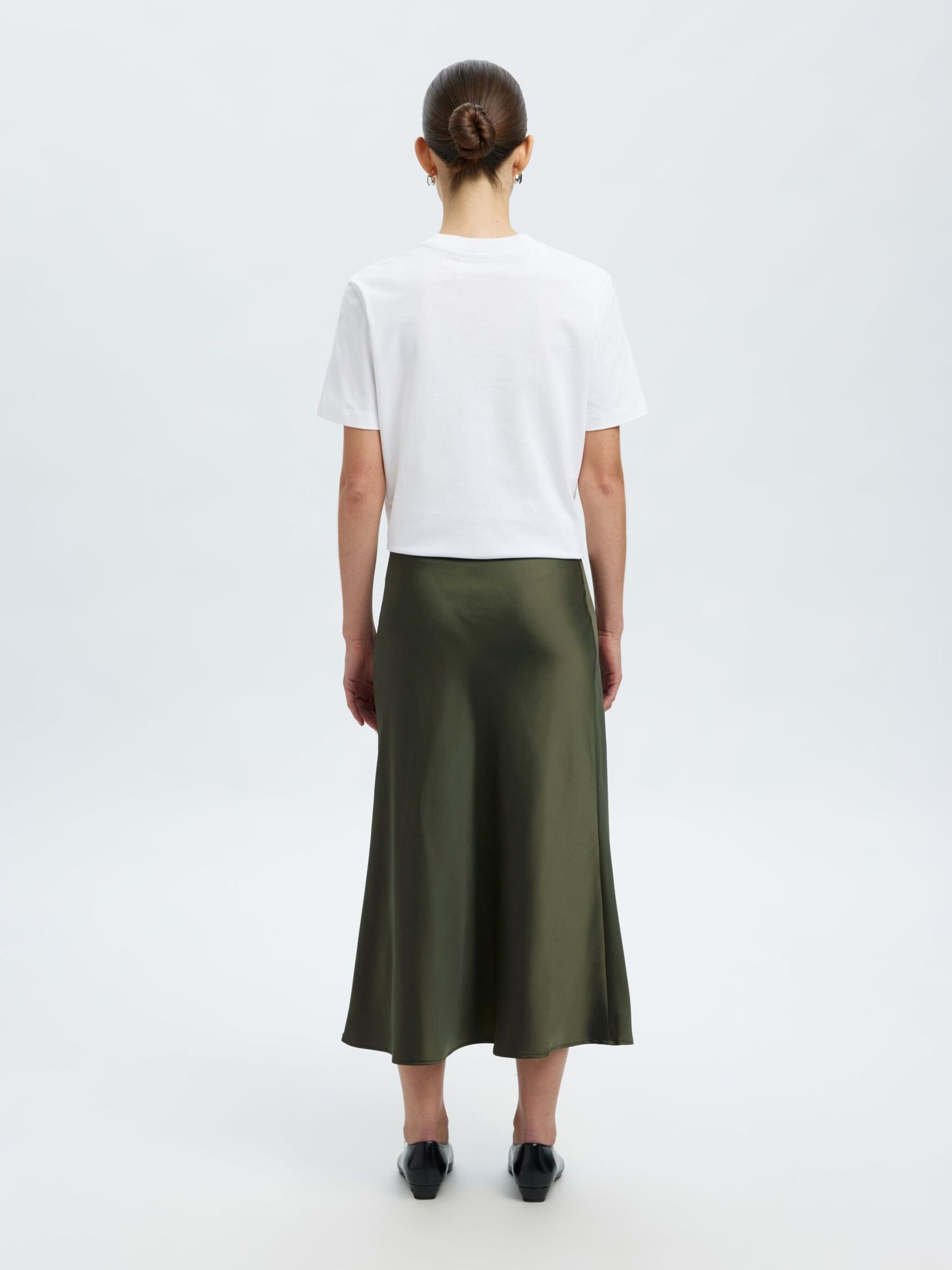 SATIN MIDI SKIRT, Deep Depths, highres
