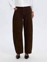 SUEDE BARREL FIT TROUSERS, Delicioso, highres