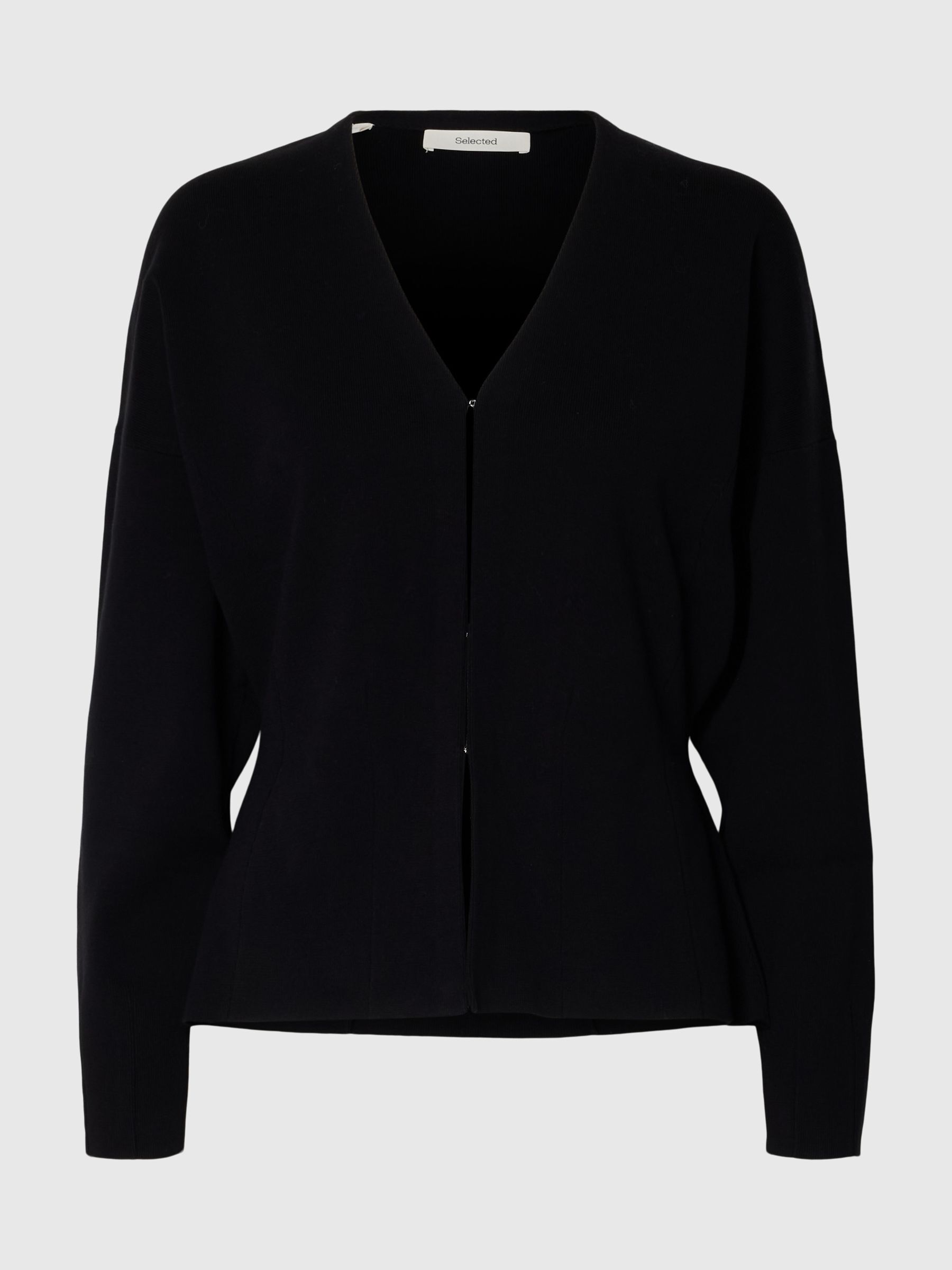 COTTON CARDIGAN, Black, highres