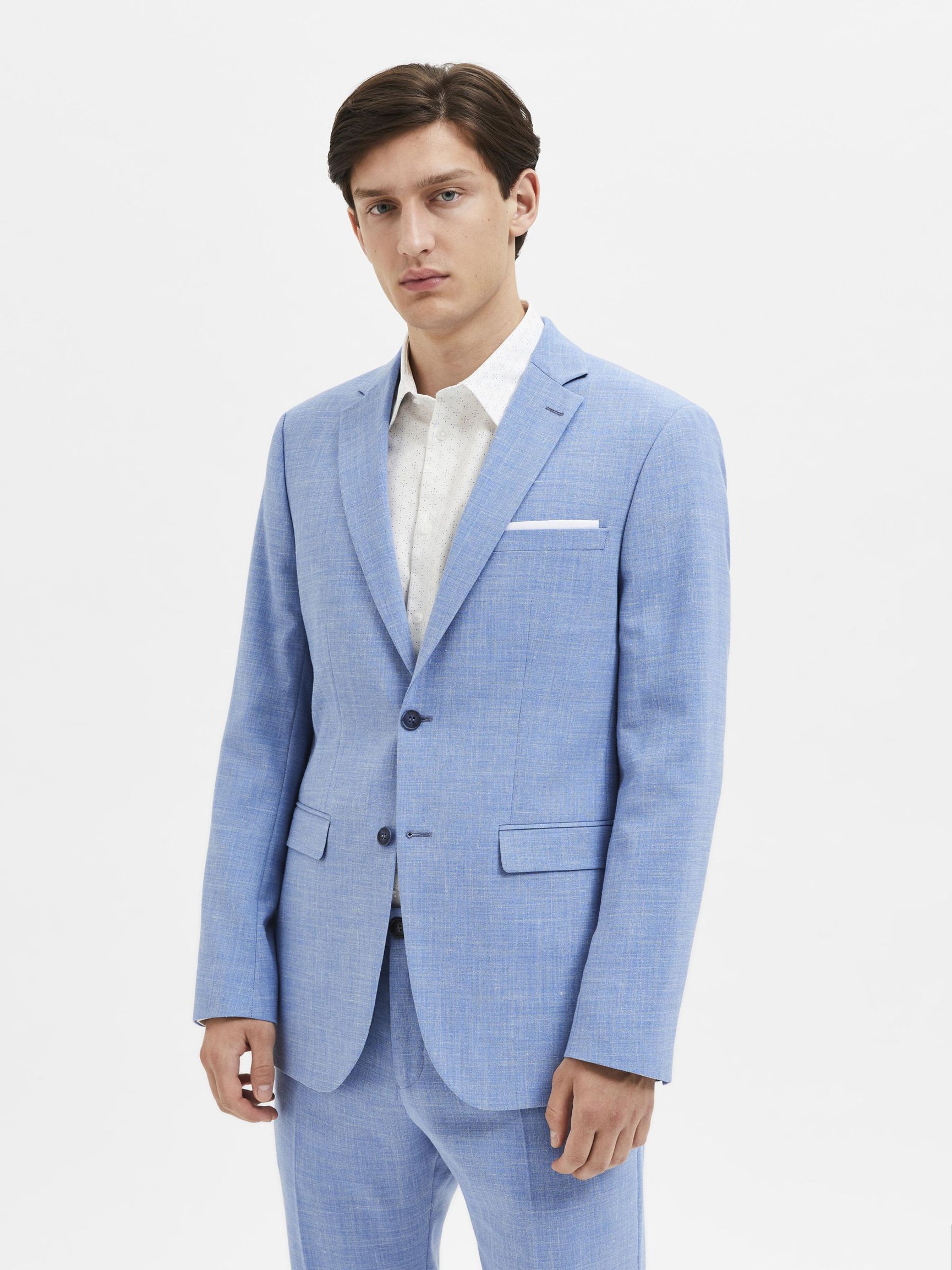 SLIM FIT SINGLE-BREASTED BLAZER, Light Blue, highres
