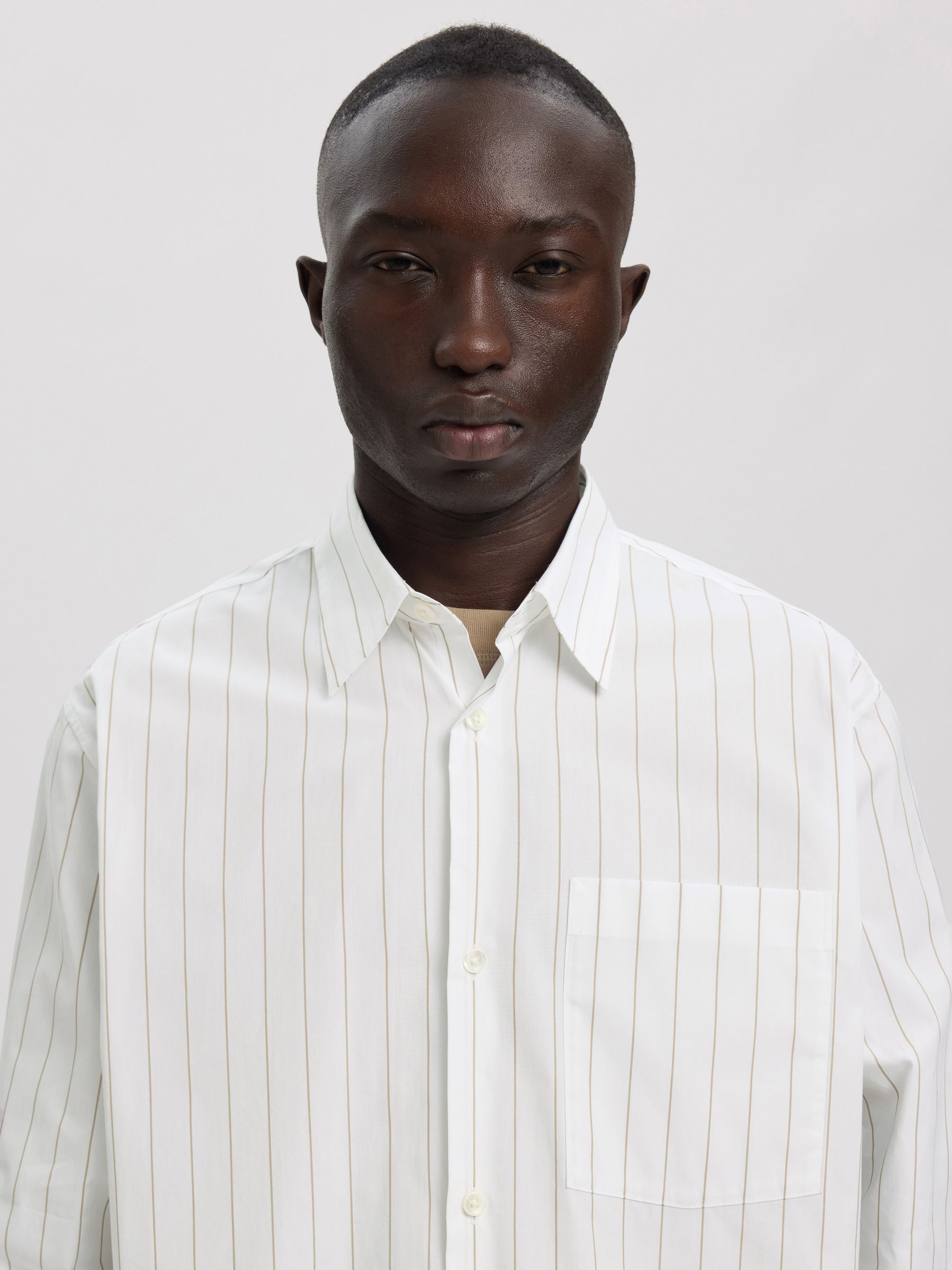 CAMICIA A RIGHE, Brilliant White, highres