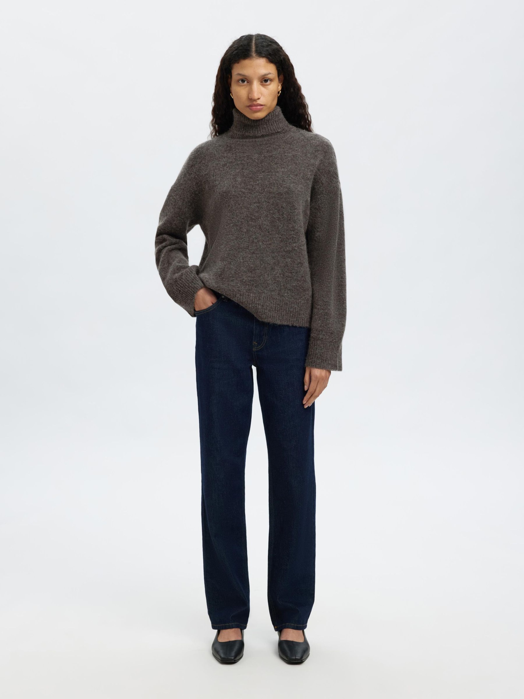 WOOL BLEND TURTLENECK, Medium Grey Melange, highres