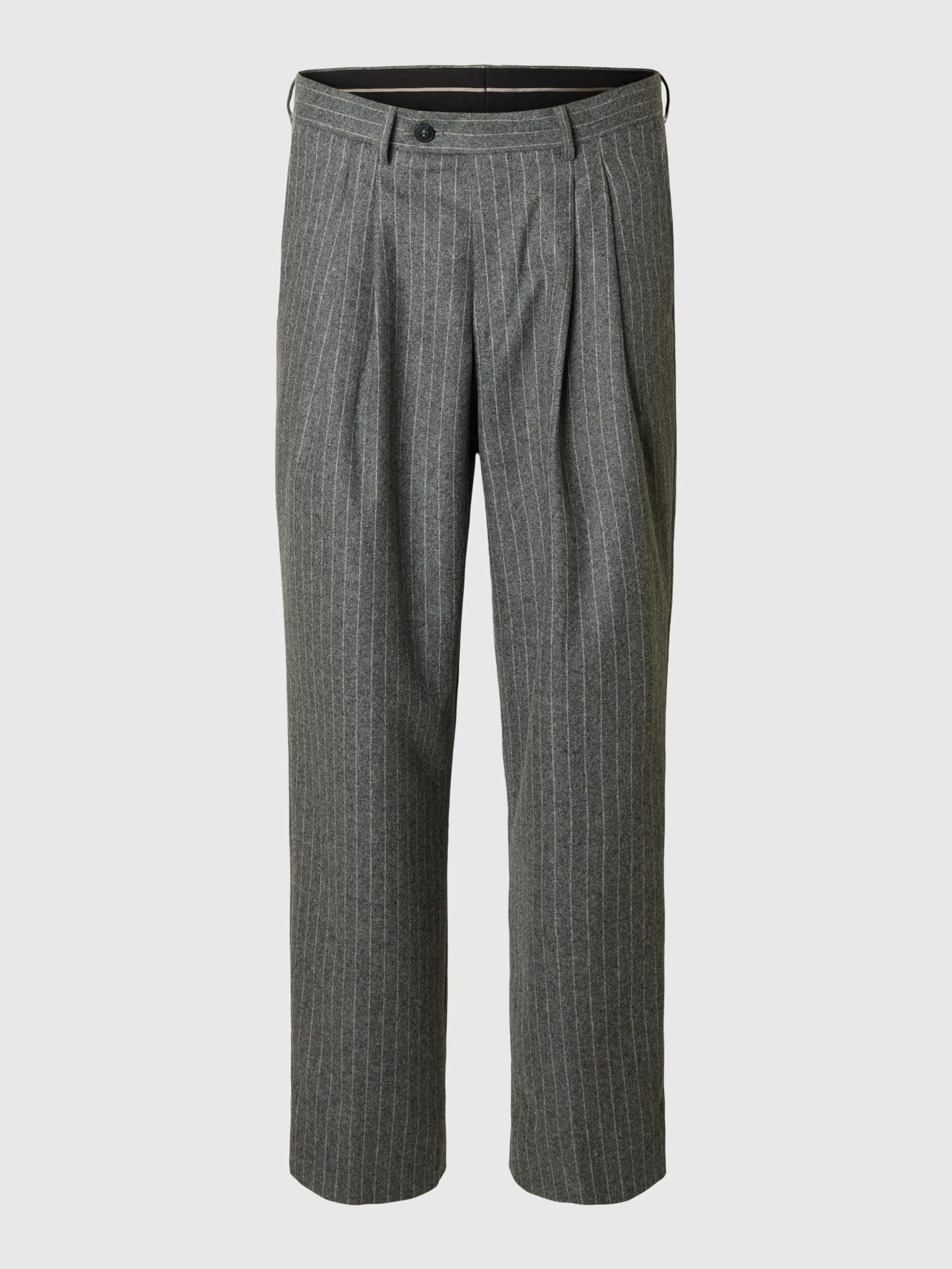 PINSTRIPE SUIT TROUSERS, Medium Grey Melange, highres