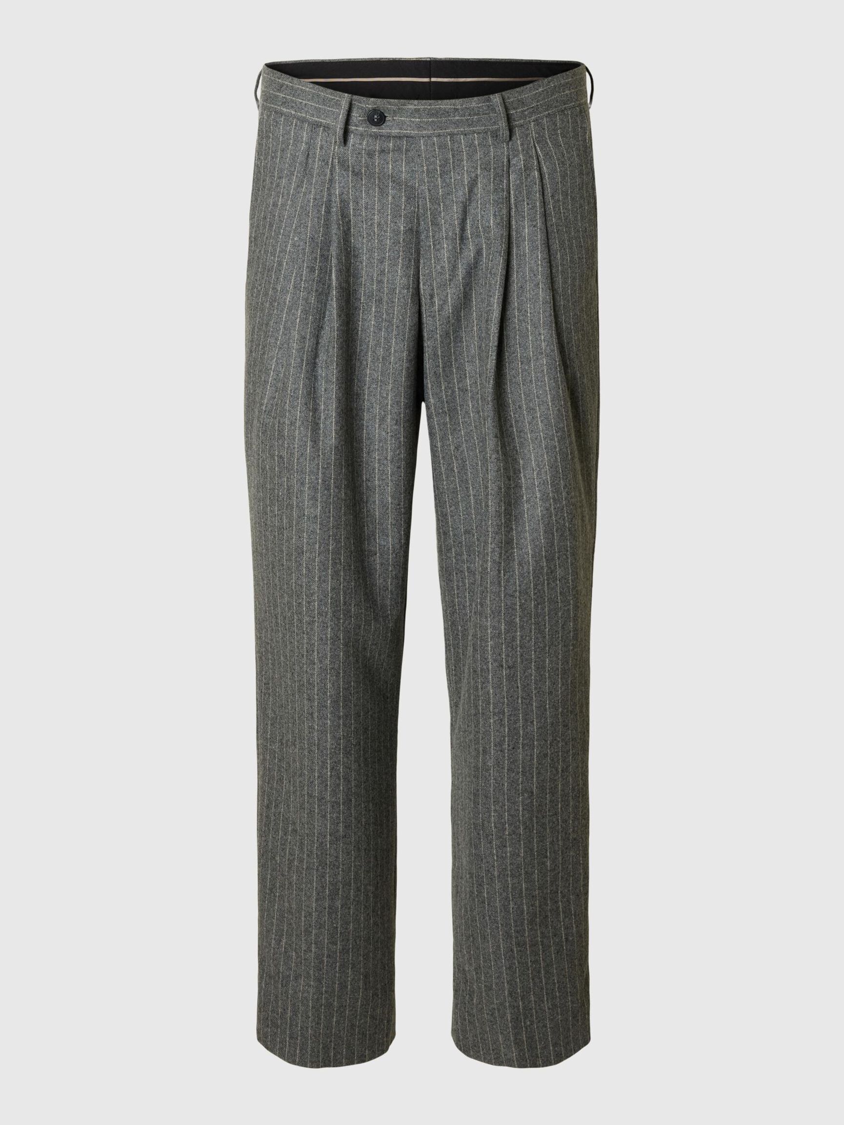 PINSTRIPE SUIT TROUSERS, Medium Grey Melange, highres