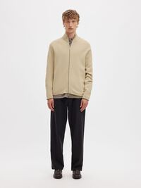 RELAXED FIT CARDIGAN, Oatmeal, highres