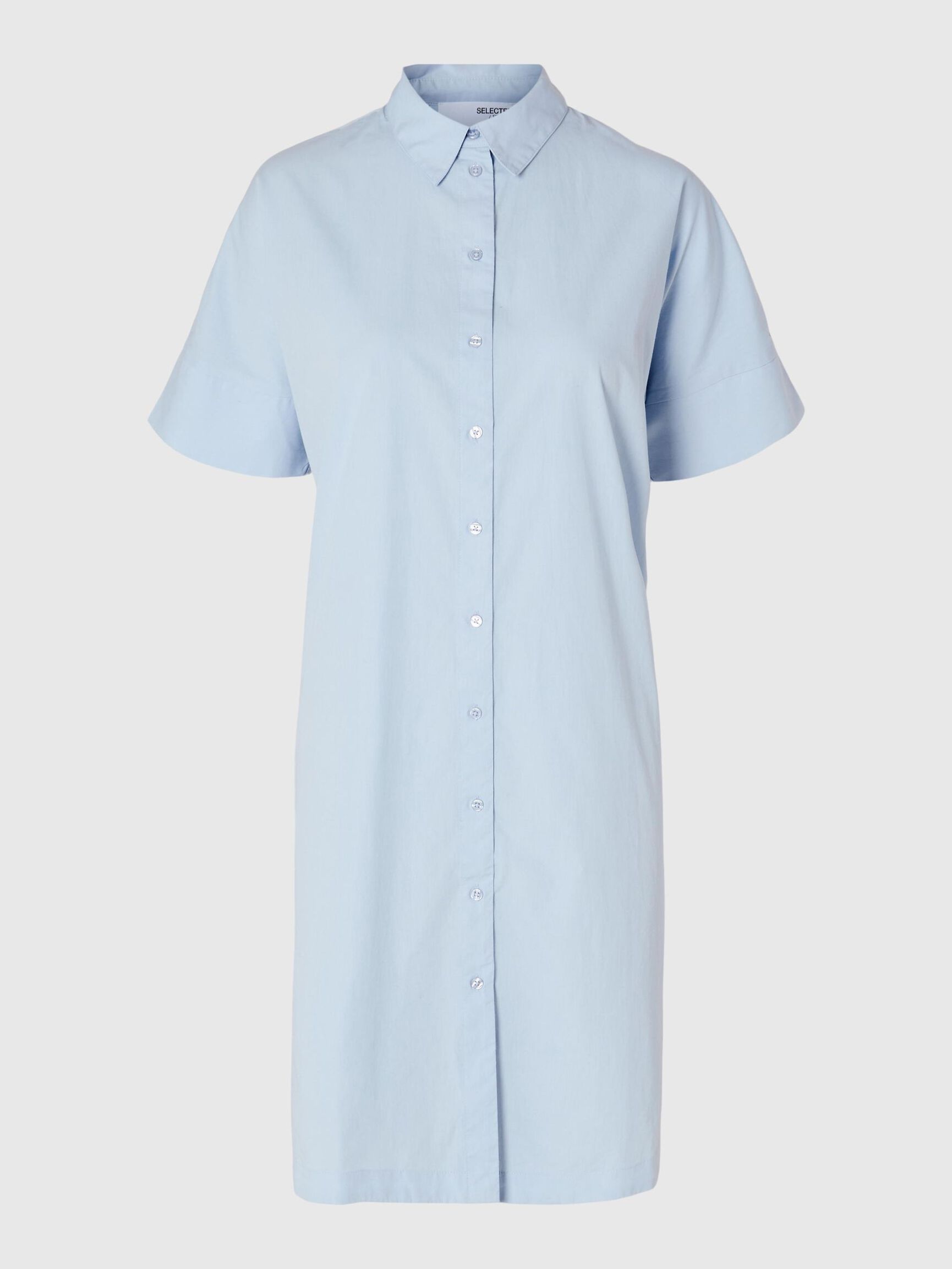 COTTON SHIRT DRESS, Cashmere Blue, highres