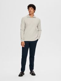 HALVE RITSSLUITING SWEATER, Light Grey Melange, highres
