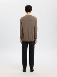LONG-SLEEVED KNITTED JUMPER, Teak, highres