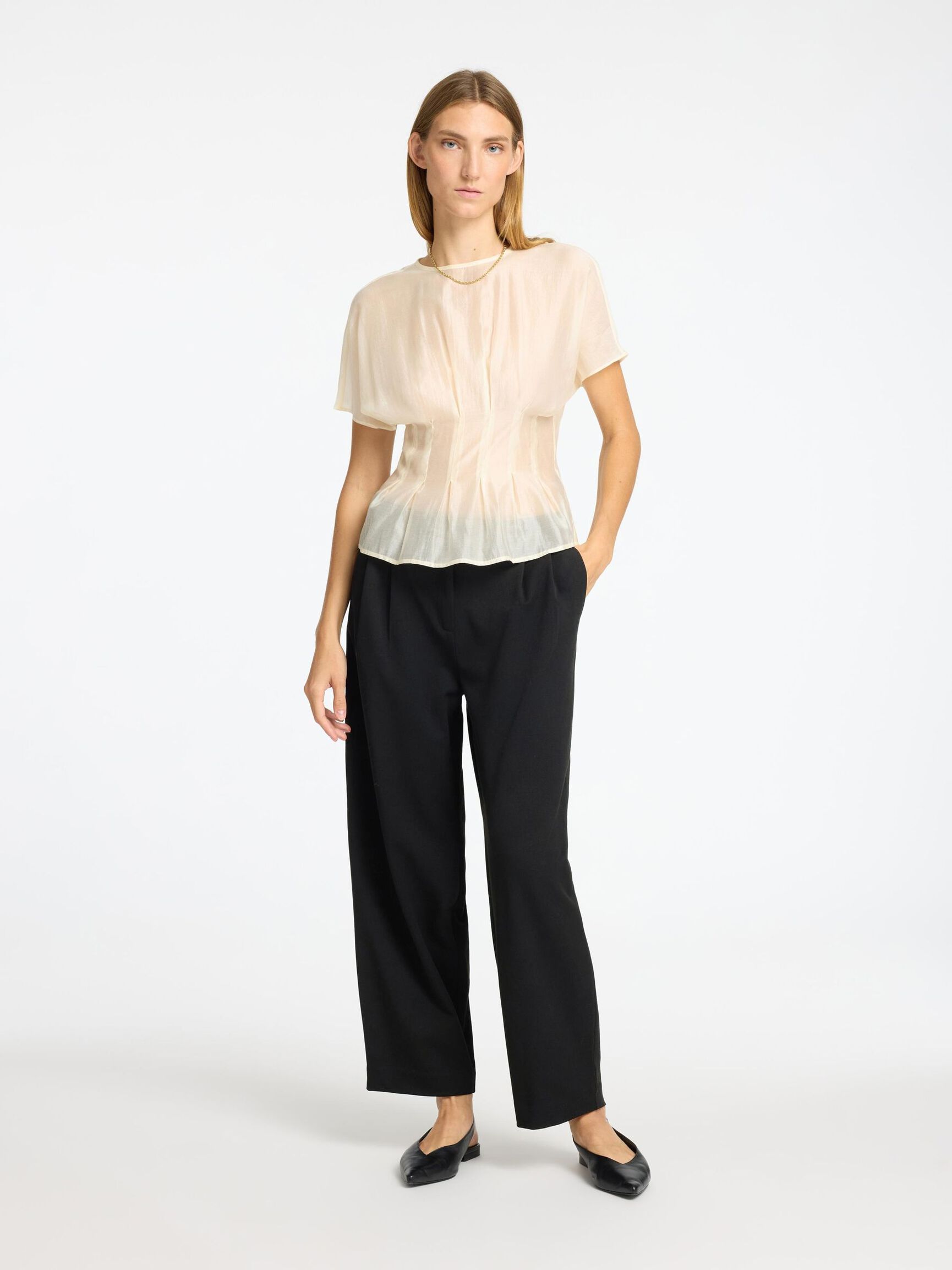 TAILORED BARREL FIT TROUSERS, Black, highres