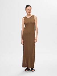 VISCOSE BLEND KNITTED MAXI DRESS, Coca Mocha, highres