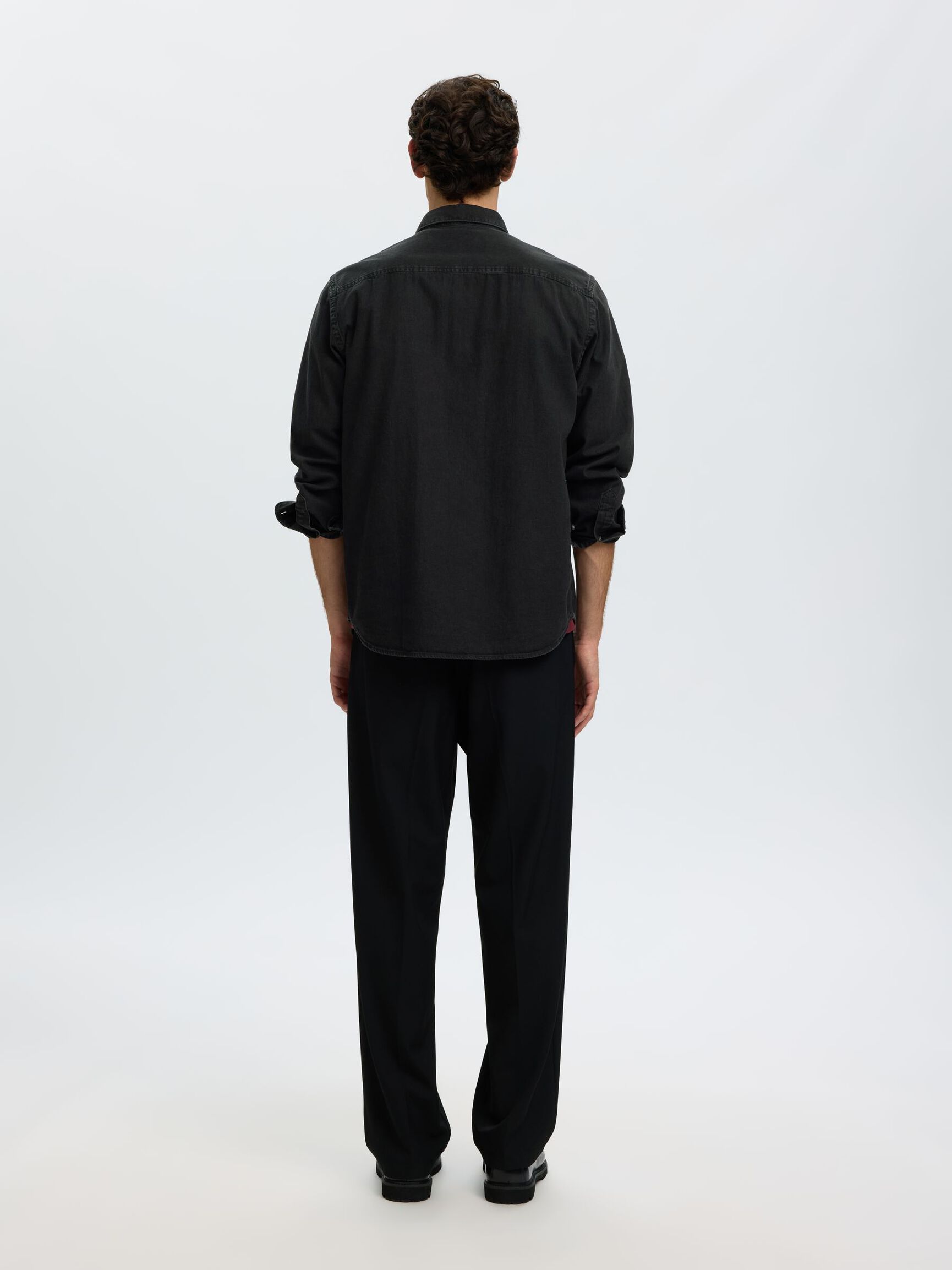 REGULAR FIT HEMD, Black Denim, highres