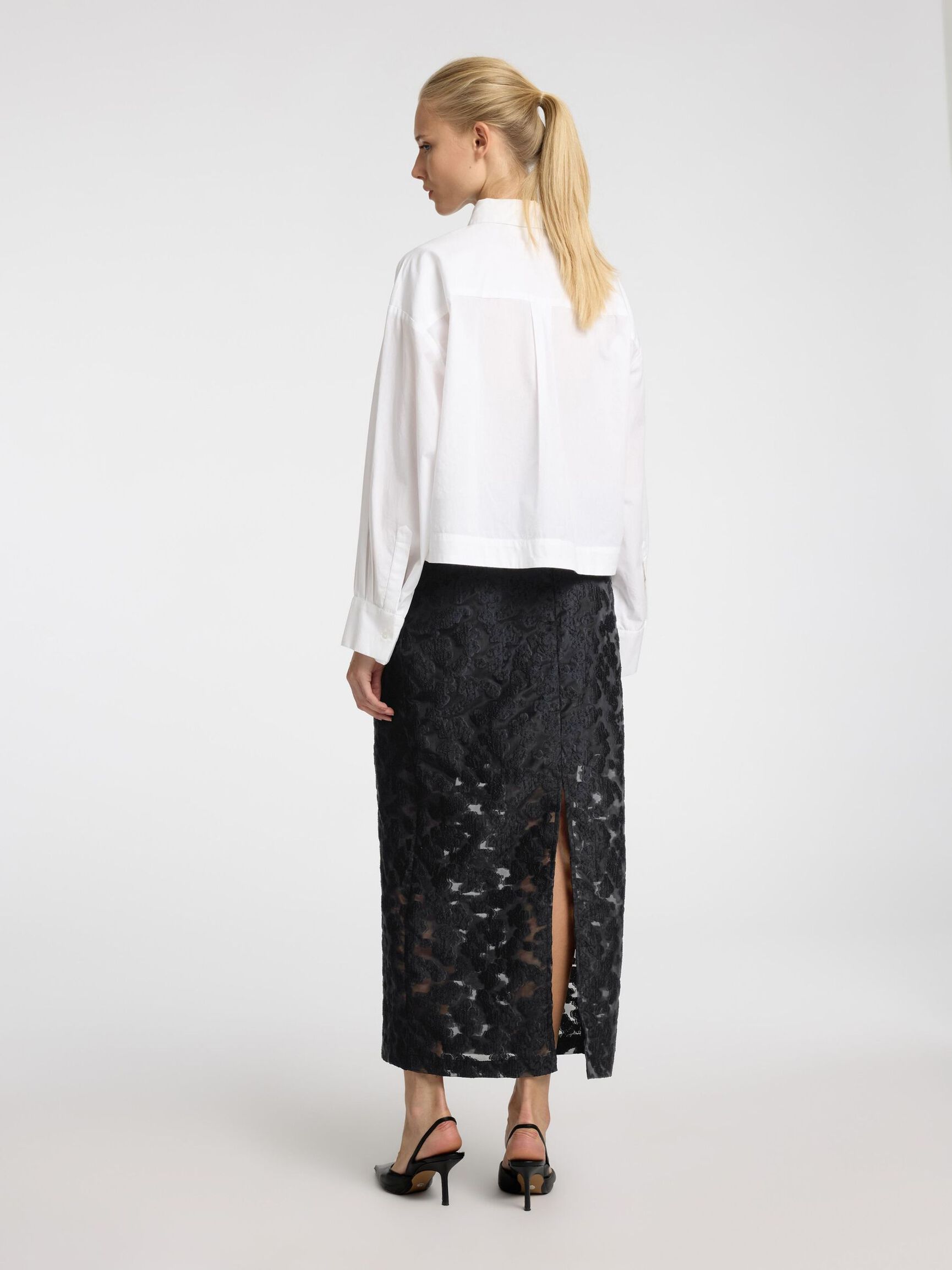 FLORAL PRINTED MAXI SKIRT, Black, highres