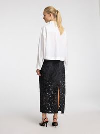 BLOEMENPRINT MAXI ROK, Black, highres