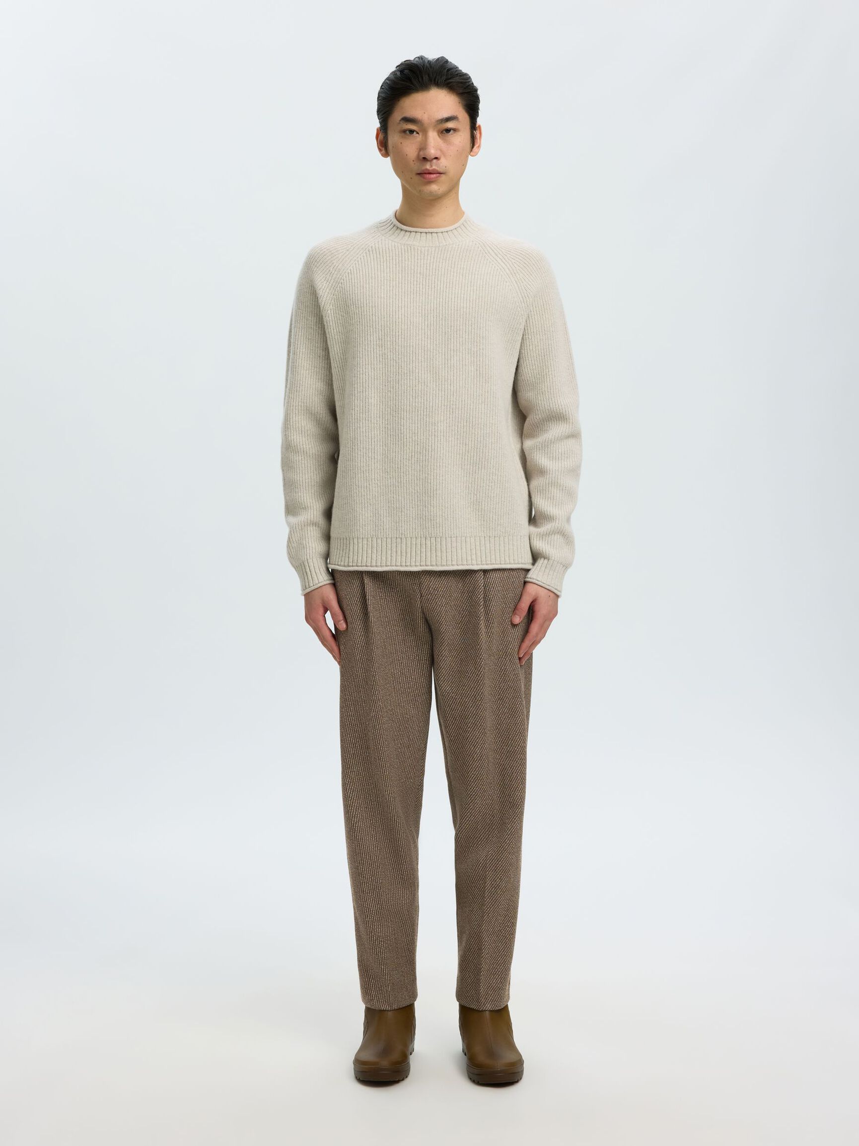 WOOL LOOSE-FIT TROUSERS, Delicioso, highres