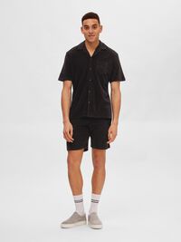 TERRY CLOTH SHIRT, Black, highres