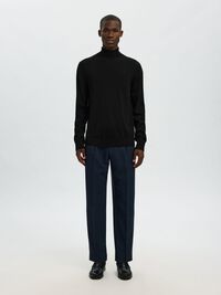100% MERINO WOOL TURTLENECK, Black, highres