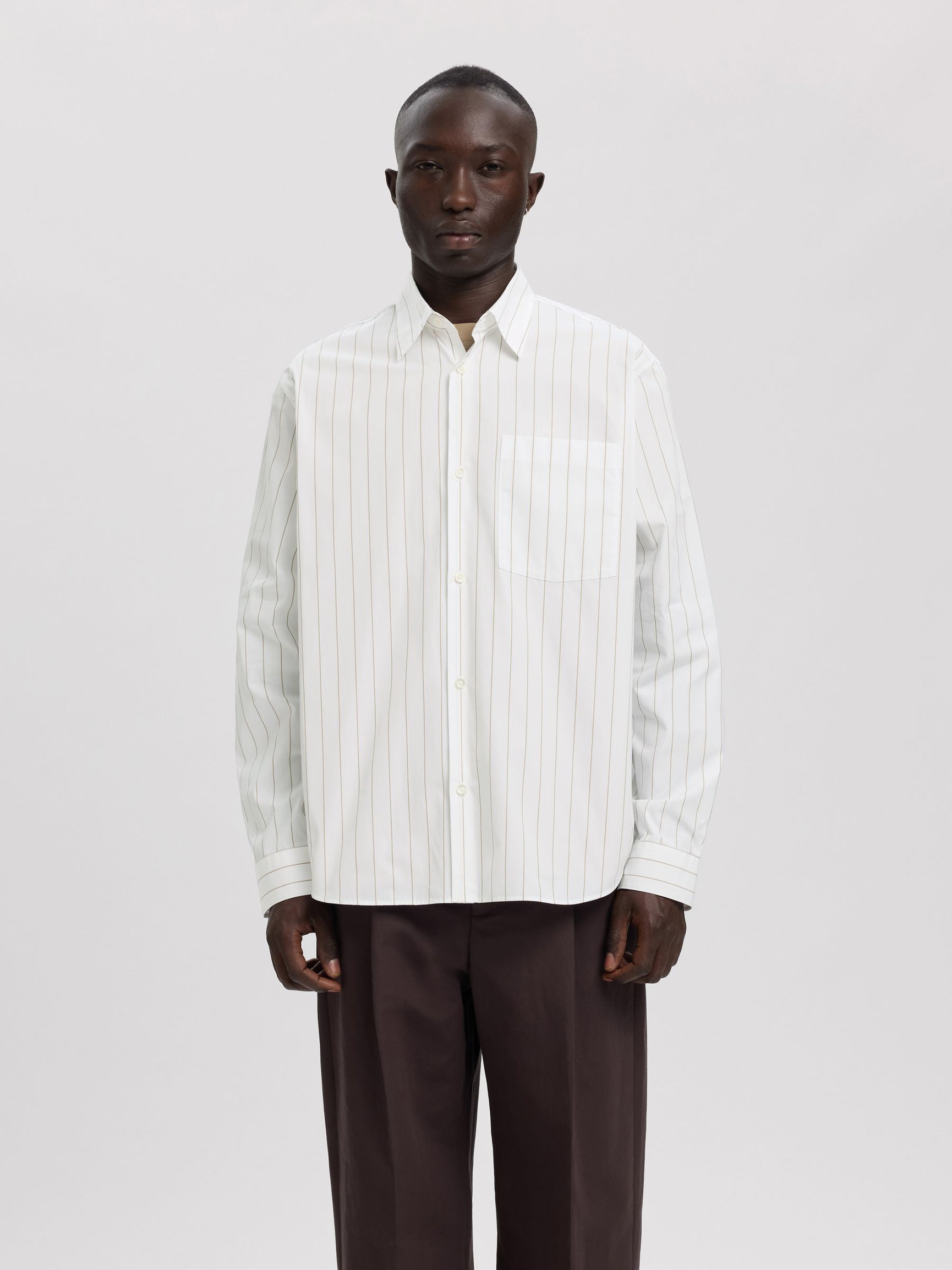 CAMICIA A RIGHE, Brilliant White, highres