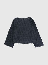 BOAT NECK JACQUARD BLOUSE, Black, highres