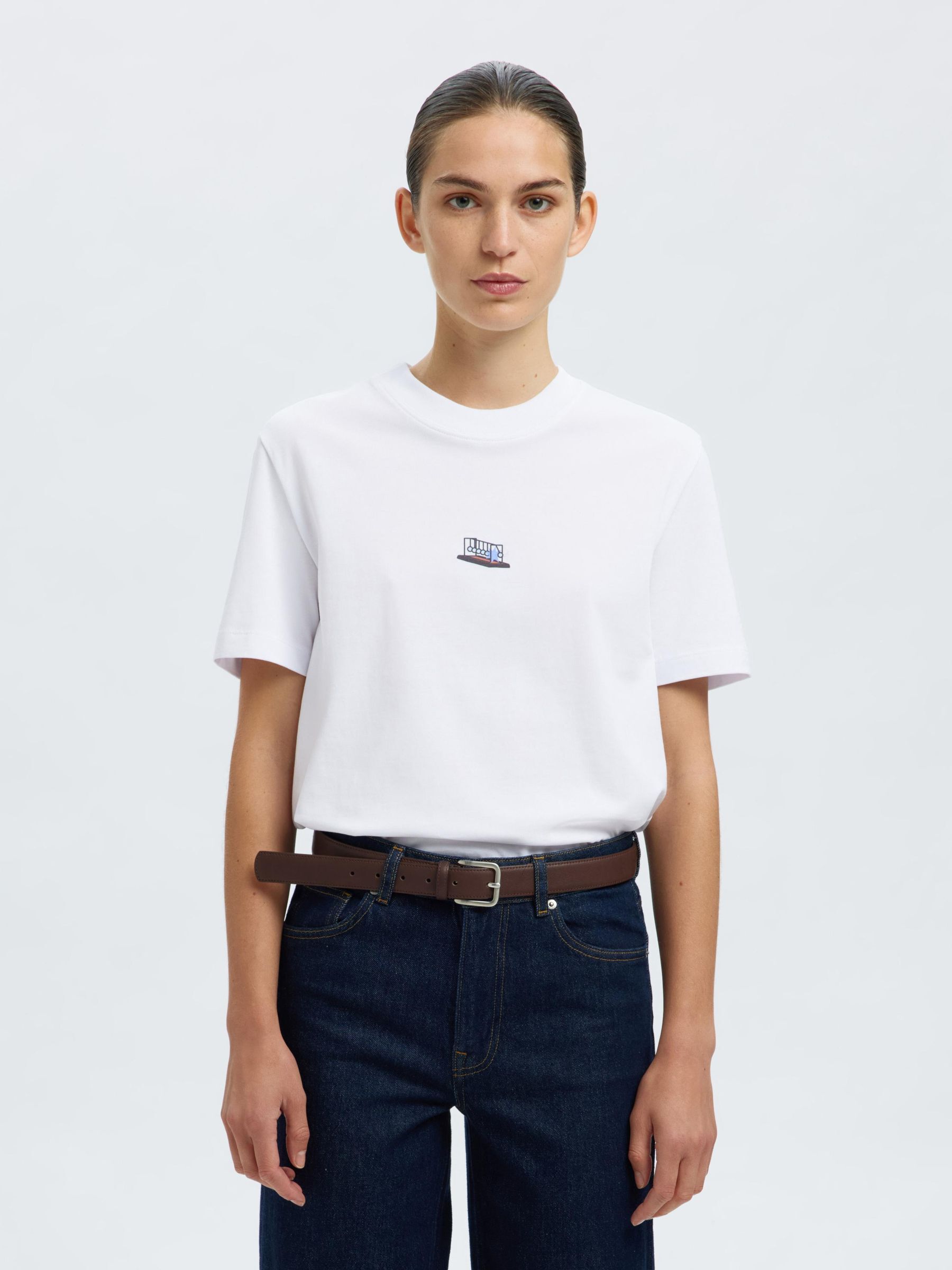 COTTON PRINTED T-SHIRT, Bright White, highres