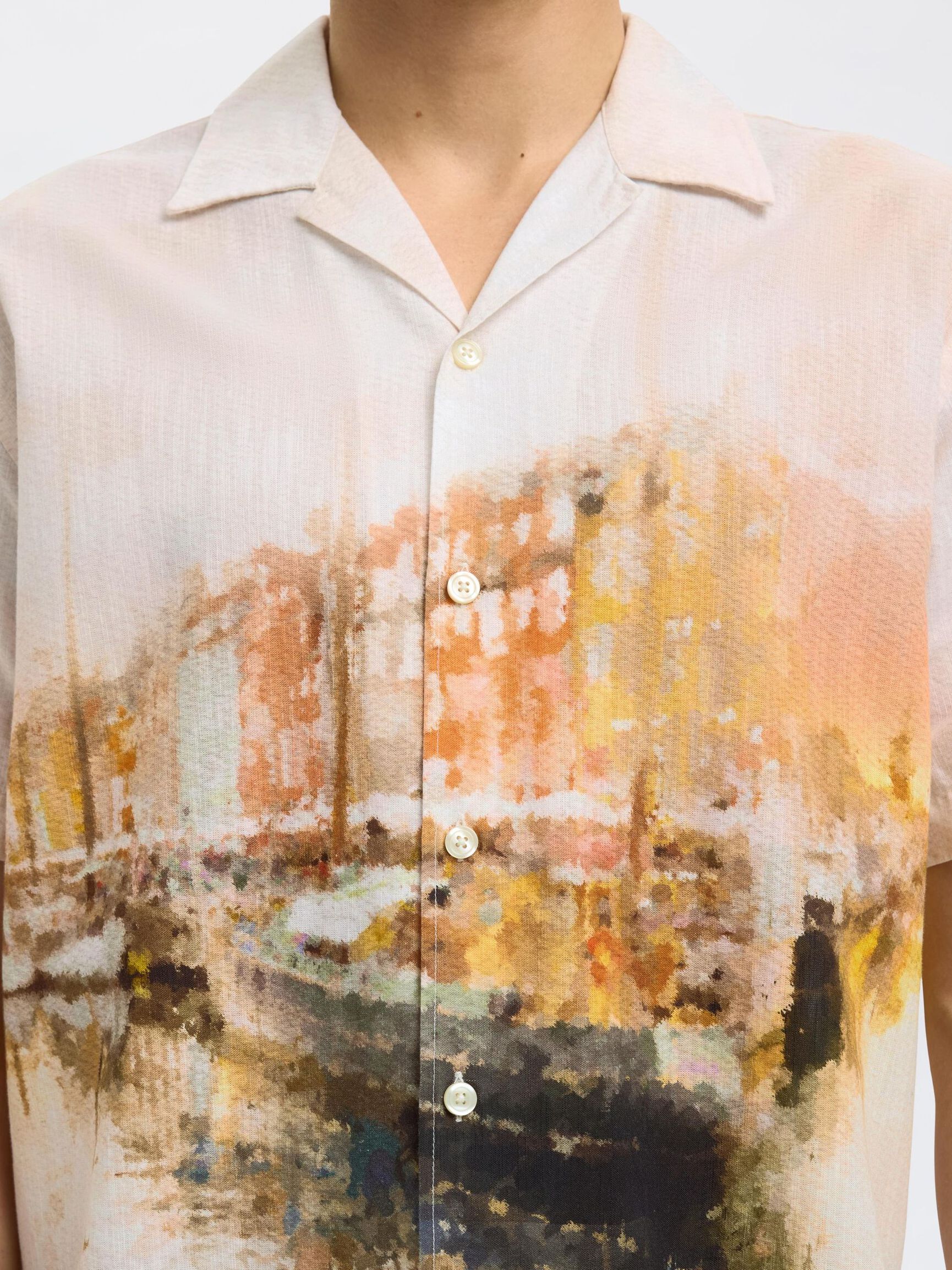 PRINTED SHORT SLEEVED SHIRT, Apricot, highres