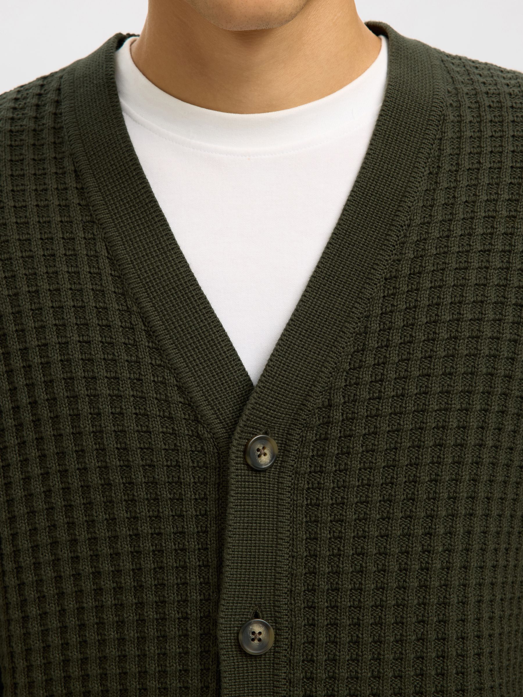 100% COTTON KNITTED CARDIGAN, Forest Night, highres